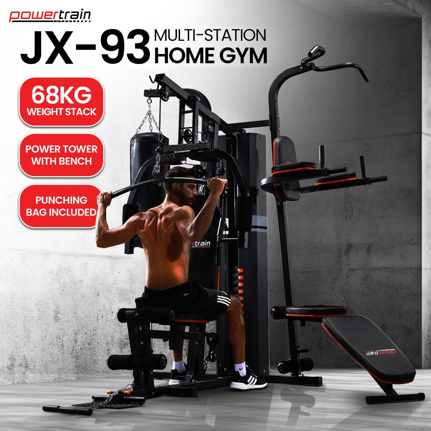 Heimtrainer Kraftstation 150lbs – Multi-Gym mit Boxsack – Bild 2