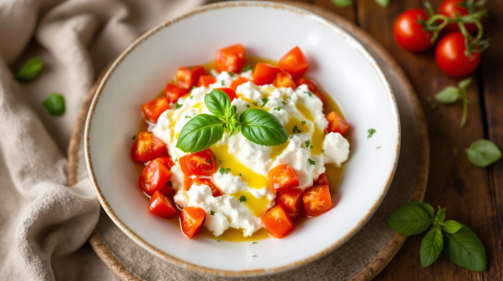 Hüttenkäse mit Tomaten