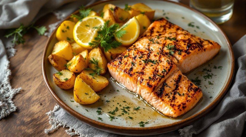 Lachs mit Ofenkartoffeln