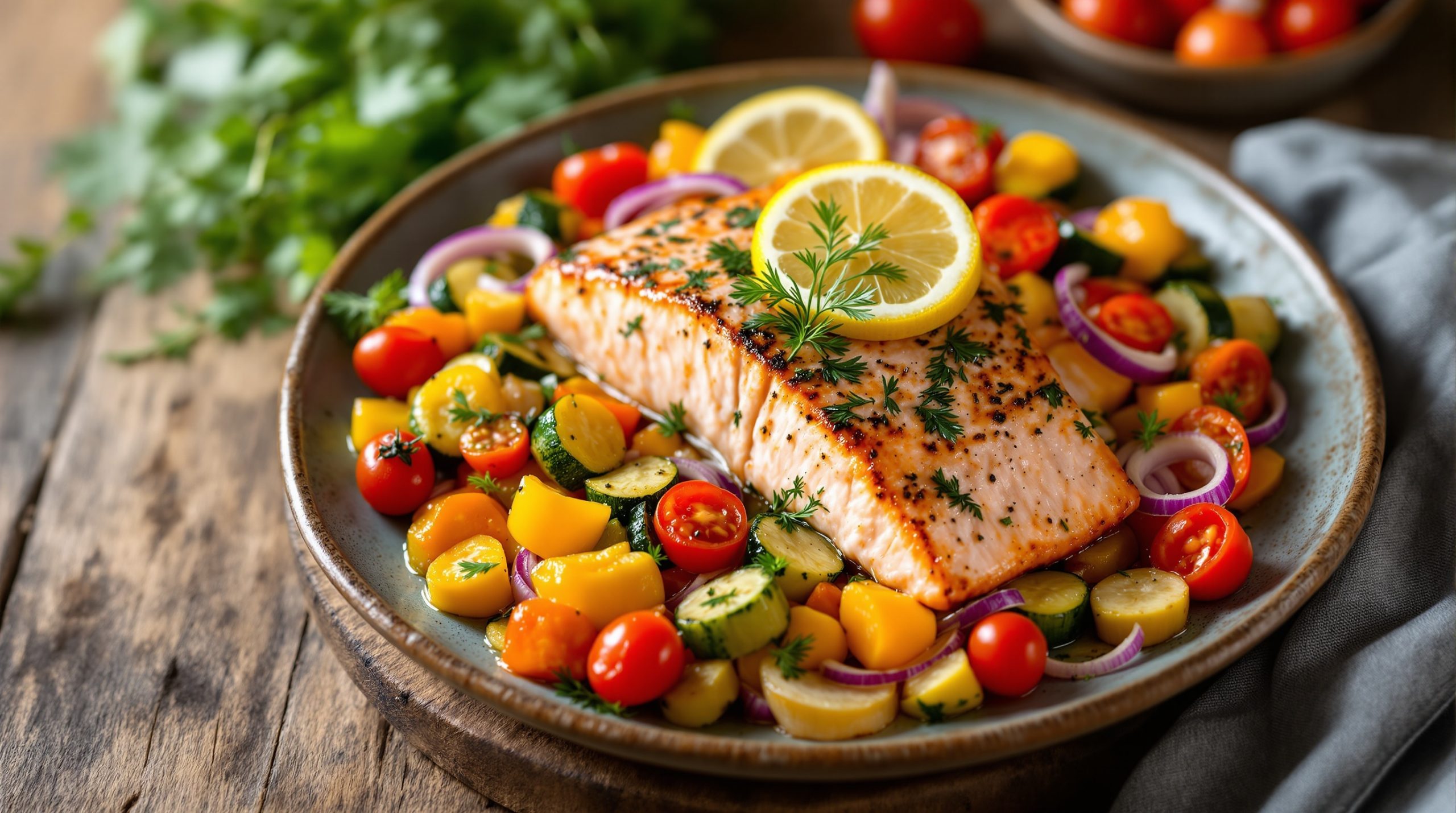 Ofenlachs mit Gemüse