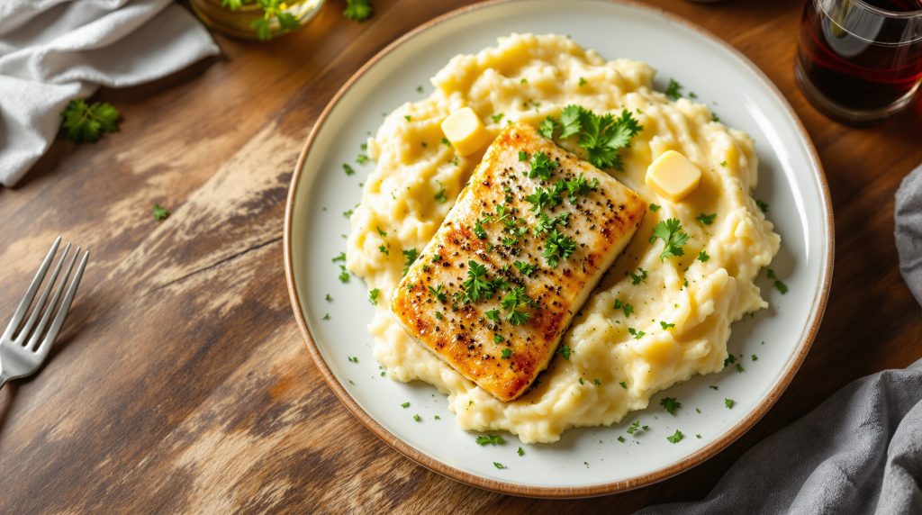Seelachs mit Kartoffelpüree