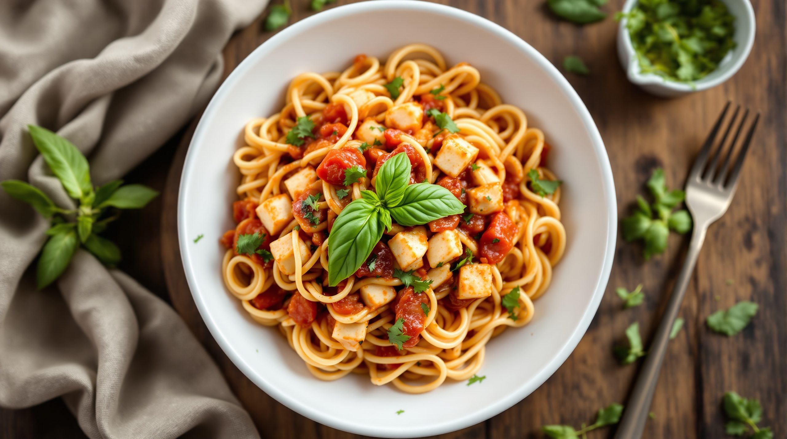 Vollkornnudeln mit Thunfisch-Tomatensauce