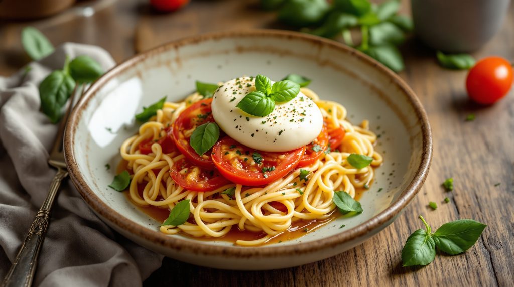 Tomaten-Mozzarella mit Basilikum