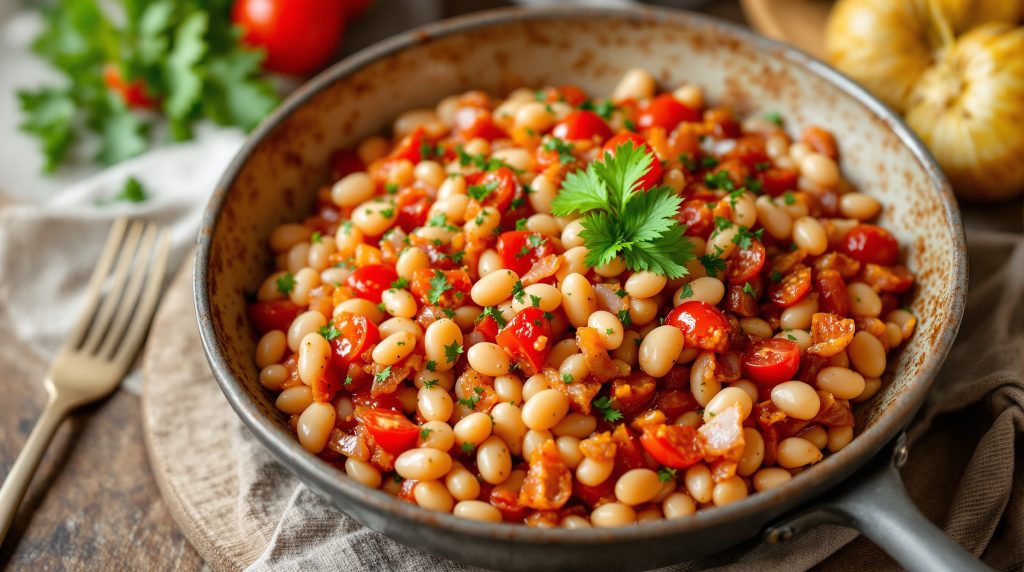 Bohnenpfanne mit Tomaten