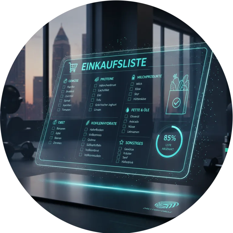 Digitale Einkaufsliste sortiert nach Kategorien zum Abhaken