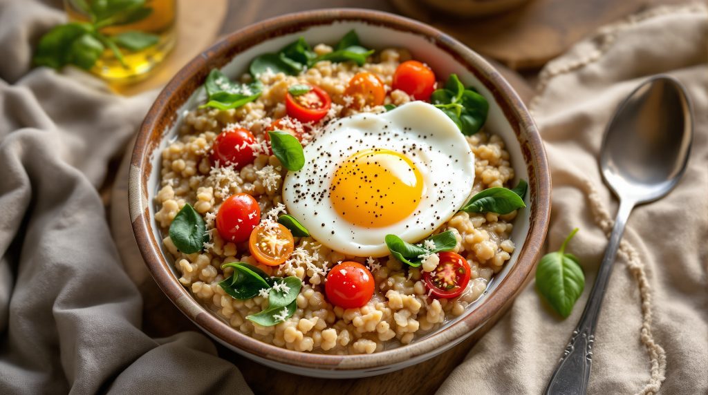 Herzhaftes Porridge mit Ei