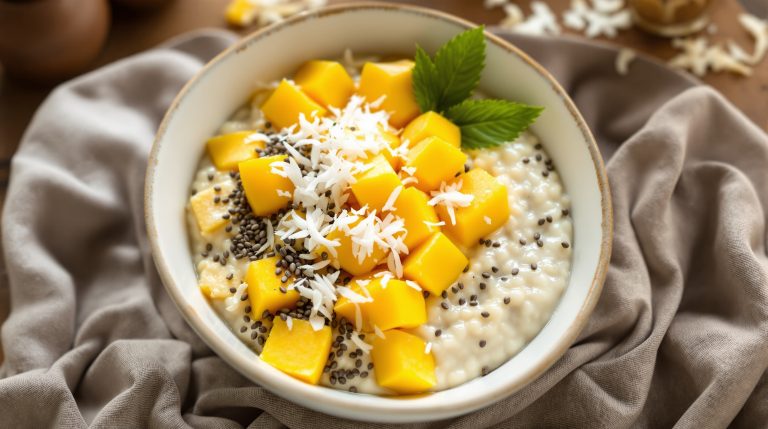 Kokos-Porridge mit Mango