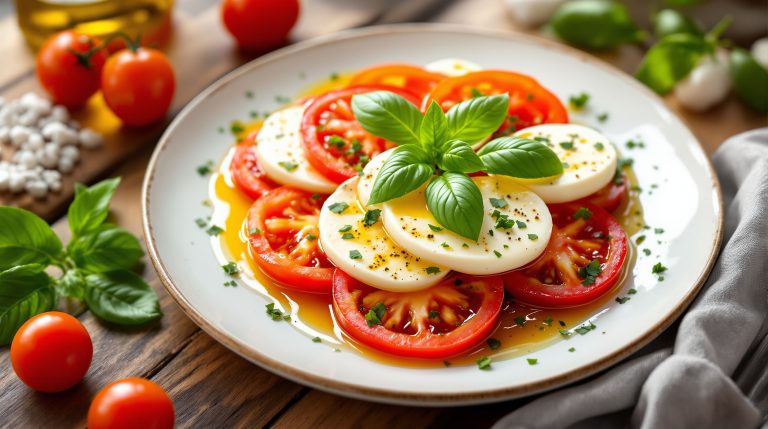 Tomate-Mozzarella mit Basilikum