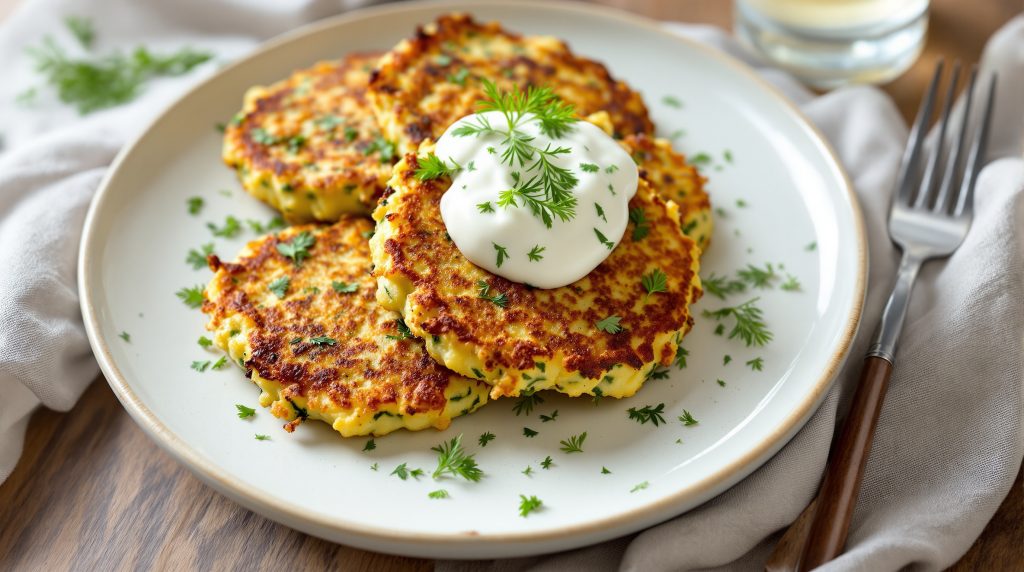 Zucchini-Puffer mit Kräuterquark