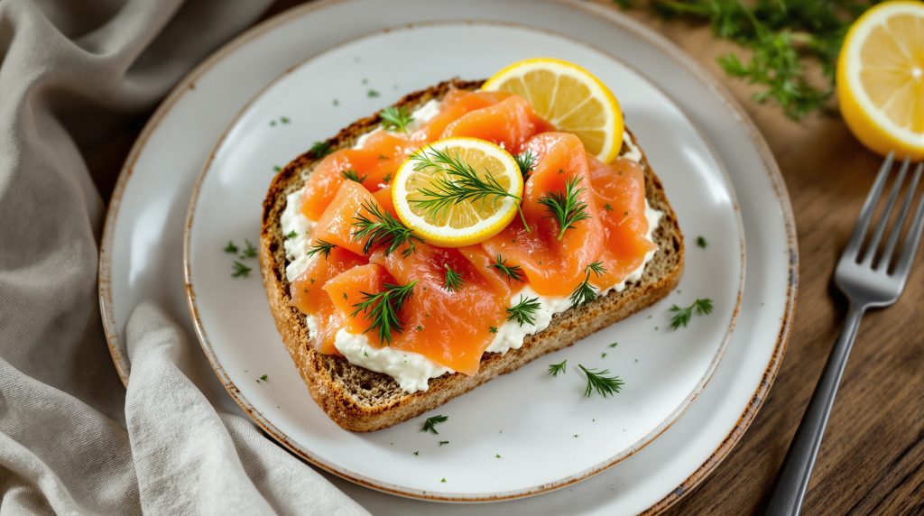 10-Minuten-Räucherlachs-Brot mit Frischkäse