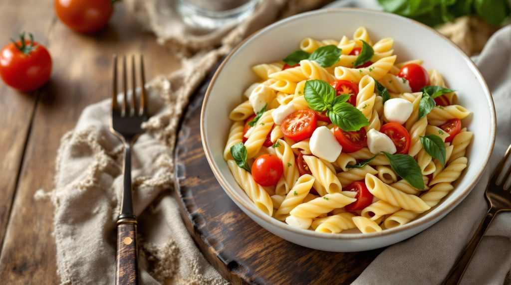 10-Minuten-Tomaten-Mozzarella-Nudeln