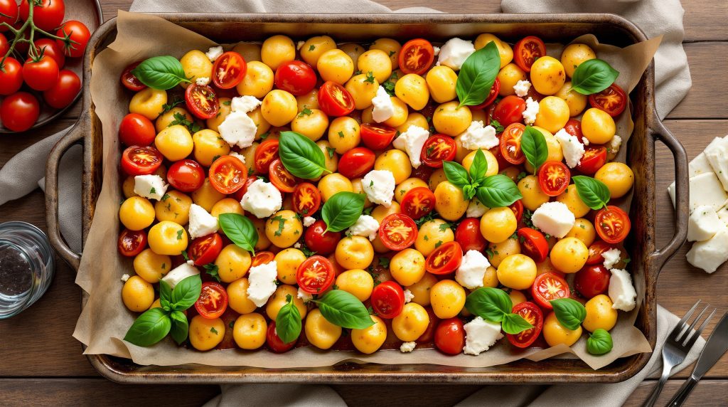 Blech-Gnocchi mit Tomaten und Mozzarella