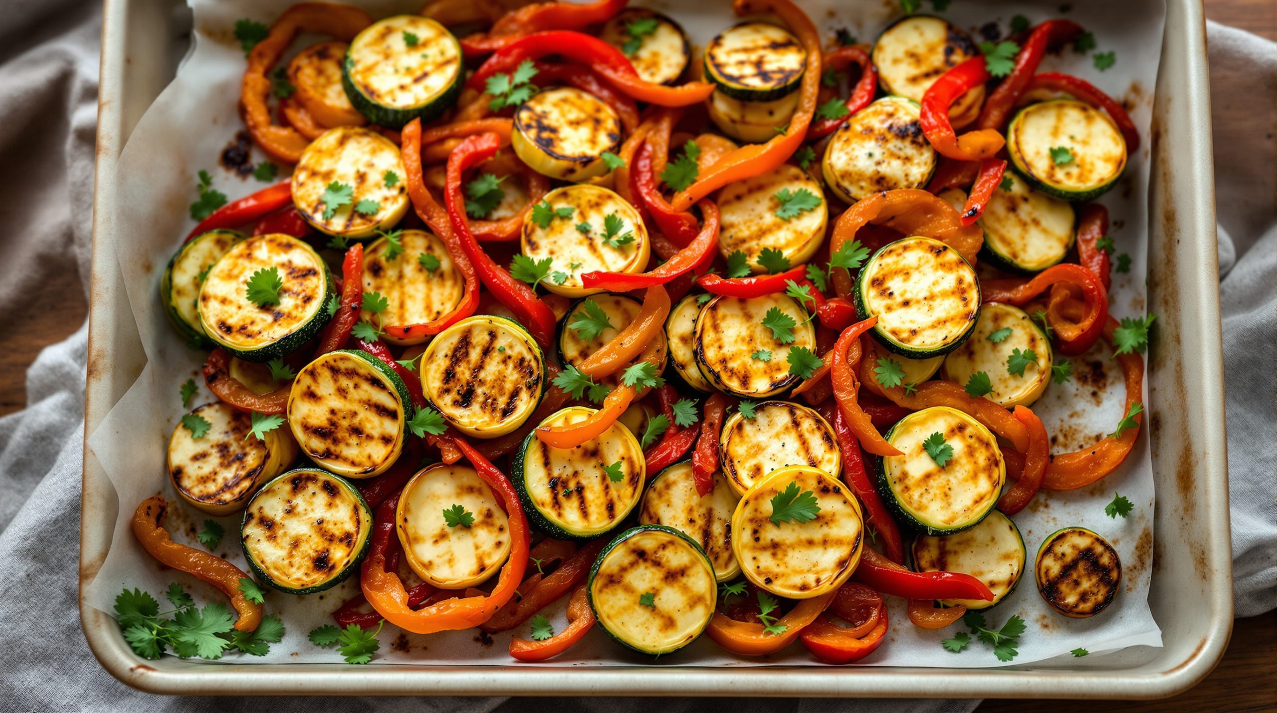 Blech-Halloumi mit Zucchini und Paprika