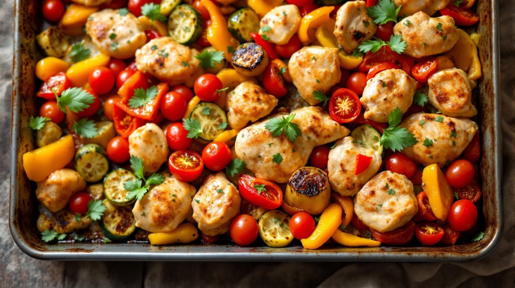 Hähnchen-Gemüse-Blech mit Paprika