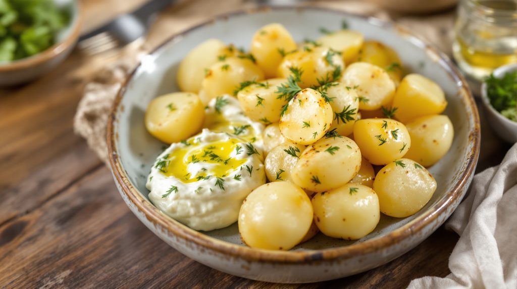 Joghurt-Gurken-Dip mit Pellkartoffeln