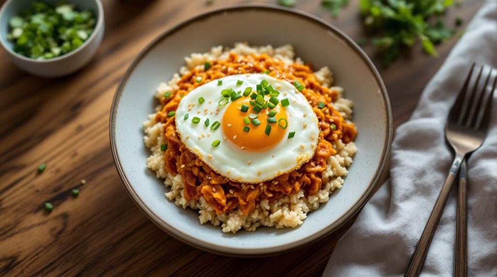 Kimchi-Reispfanne mit Ei