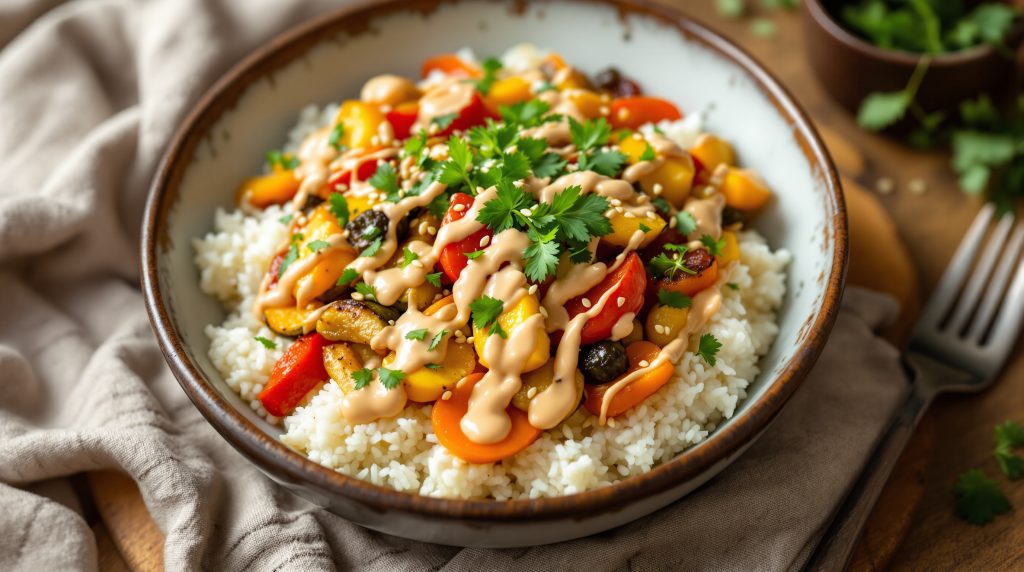 Miso-Gemüse-Bowl mit Reis