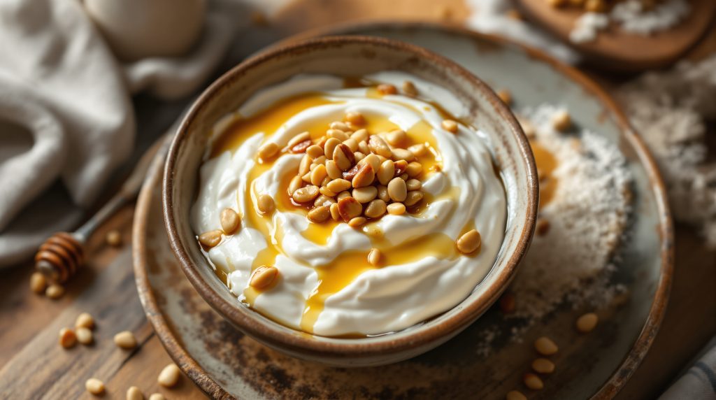 Naturjoghurt mit Nüssen und Honig