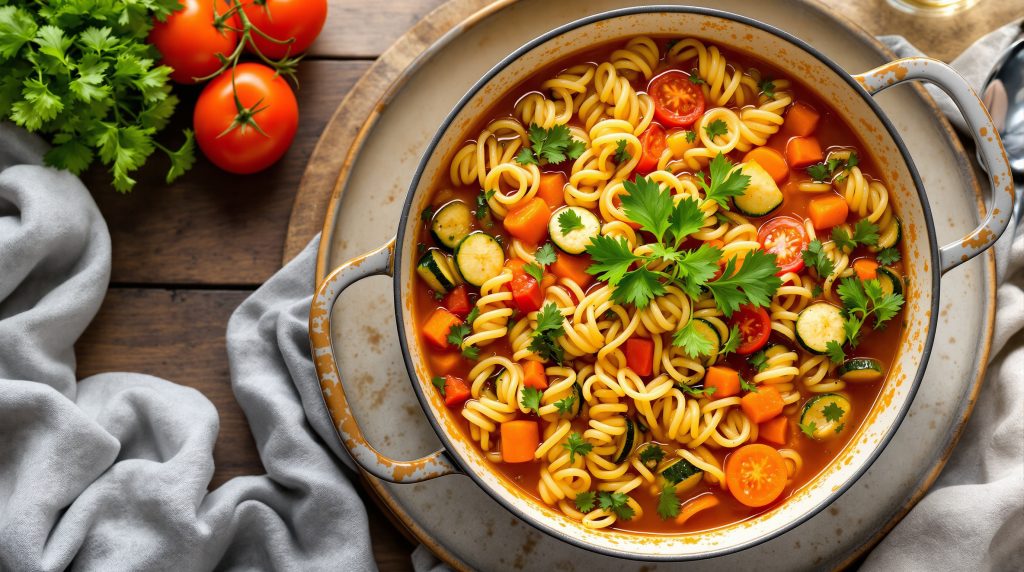 One-Pot-Gemüsesuppe mit Nudeln