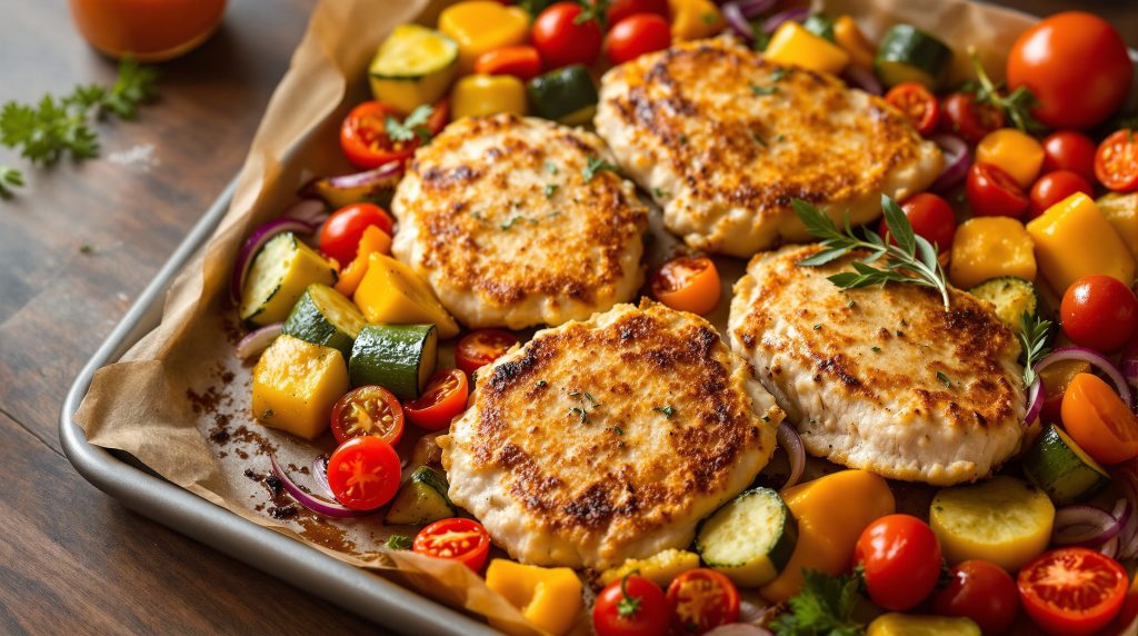 Putenschnitzel mit Ofengemüse vom Blech