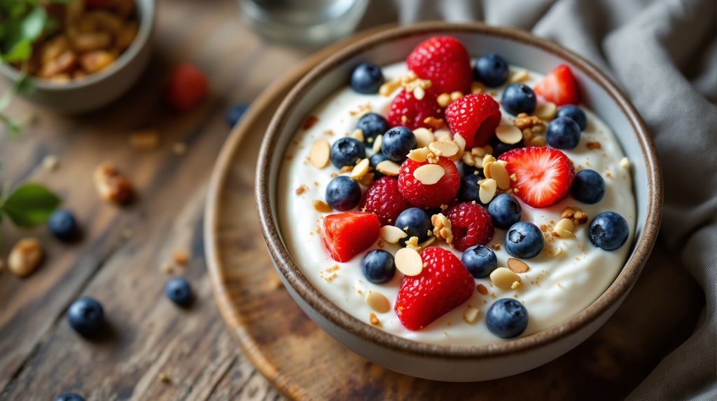 Skyr mit Beeren und Nüssen