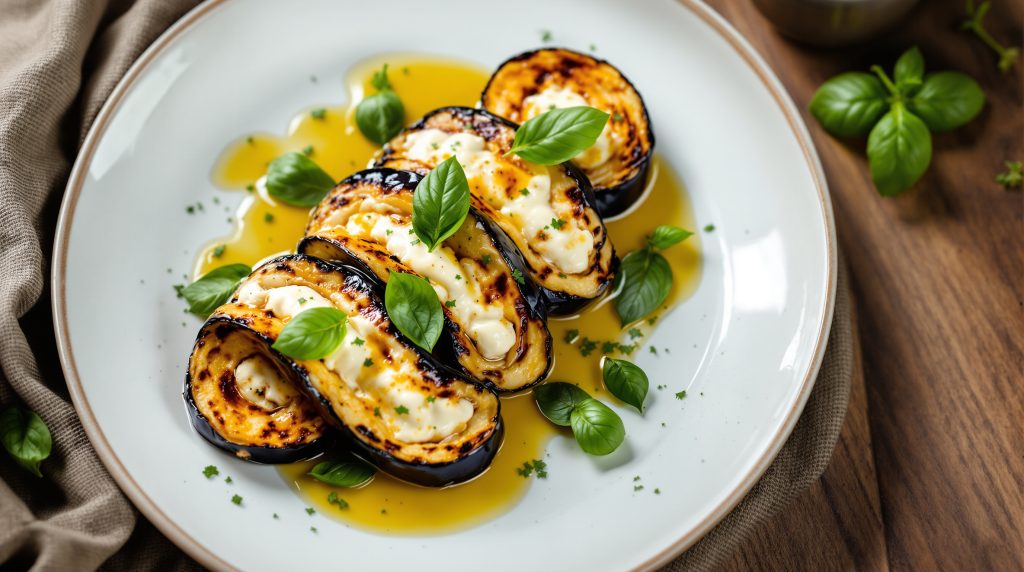 Auberginen-Rollen mit Ricotta