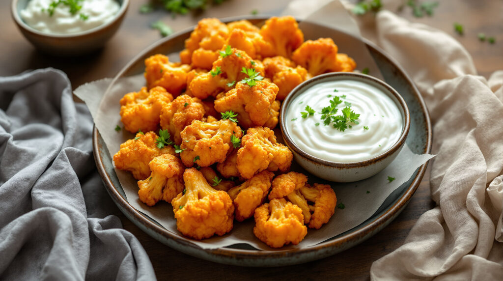 Blumenkohl-Wings mit Joghurt-Dip