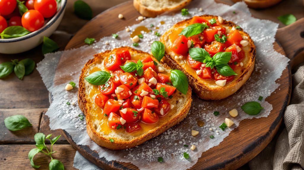 Bruschetta mit Tomaten und Basilikum