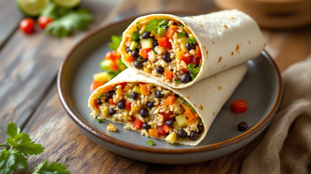 Burrito mit Bohnen und Reis