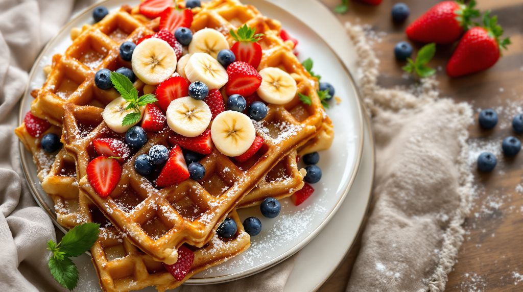 Dinkel-Waffeln mit Obst