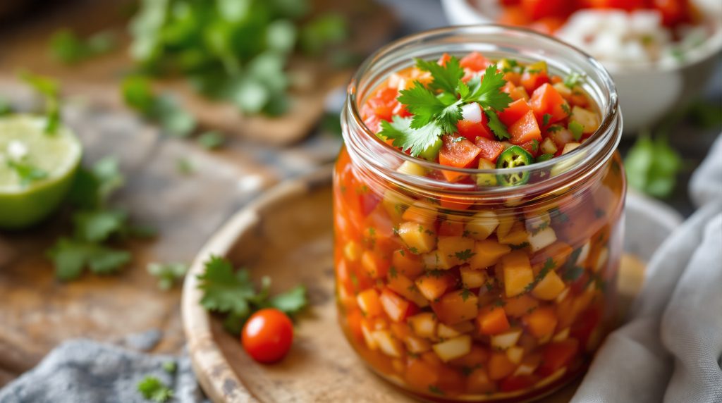 Fermentierte Salsa mit Tomaten und Koriander