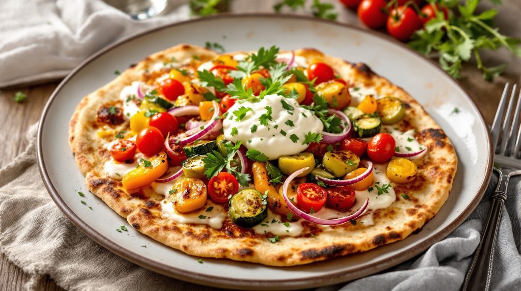 Flammkuchen mit Gemüse