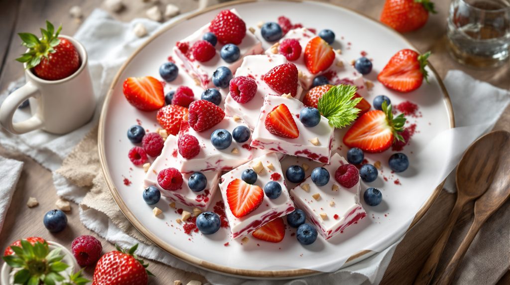 Gefrorene Joghurt-Barks mit Beeren