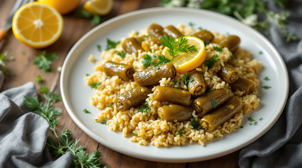 Gefüllte Weinblätter mit Reis (Dolma)