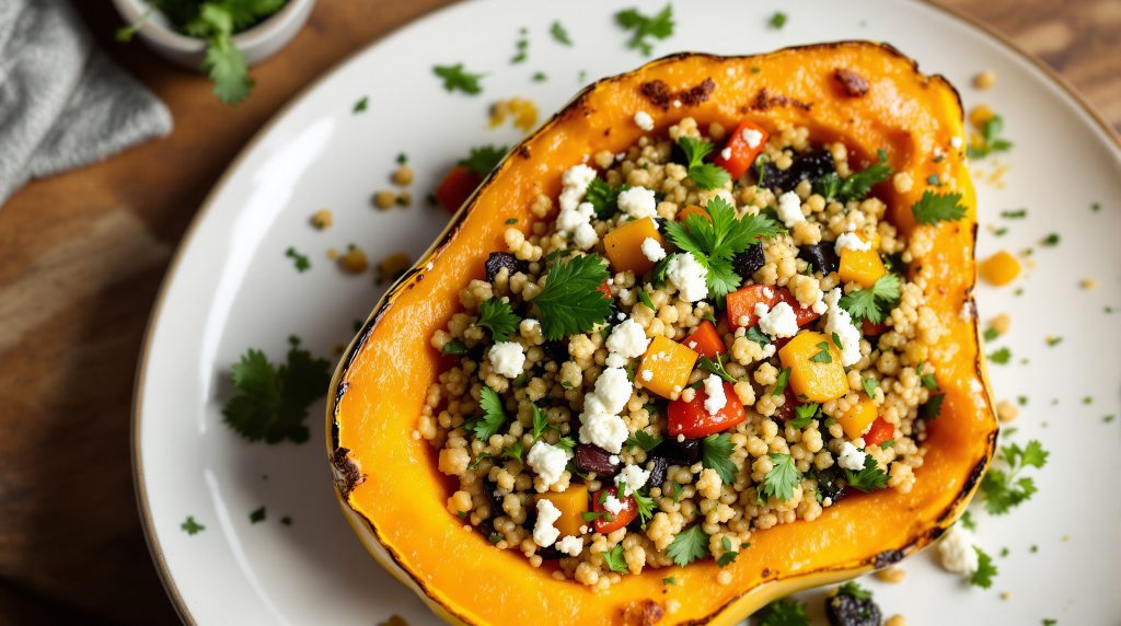 Gefüllter Butternut-Kürbis mit Quinoa