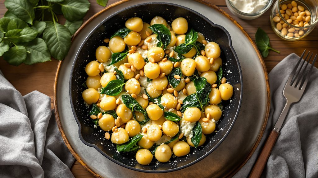 Gnocchi-Pfanne mit Spinat und Gorgonzola