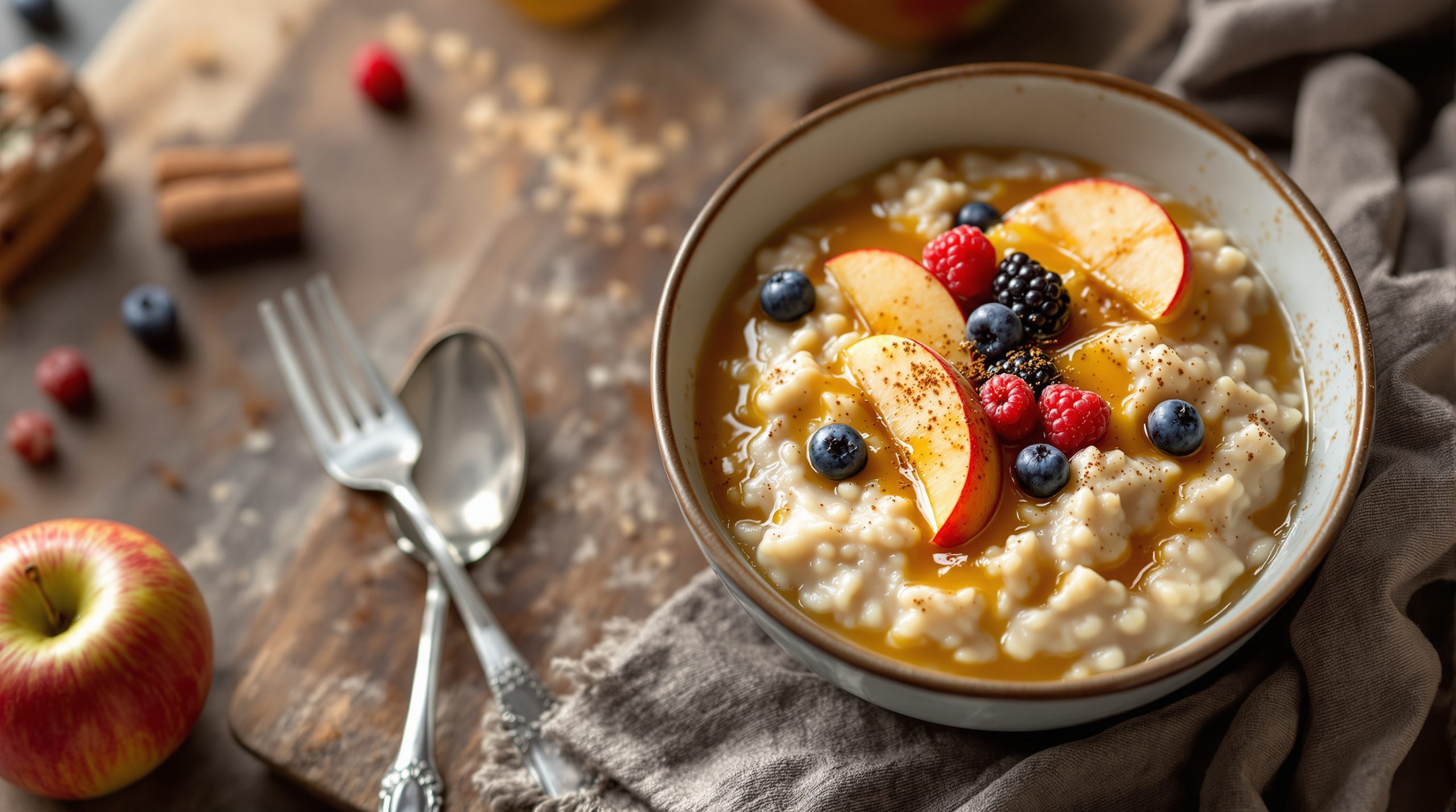 Grießbrei mit Zimt und Obst