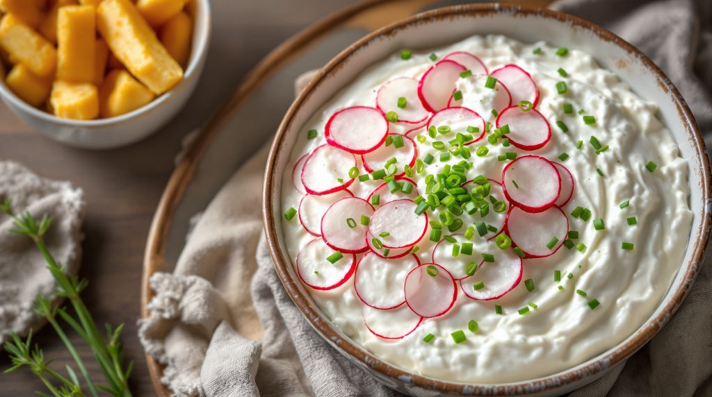 Herzhafter Quark-Dip mit Radieschen und Schnittlauch