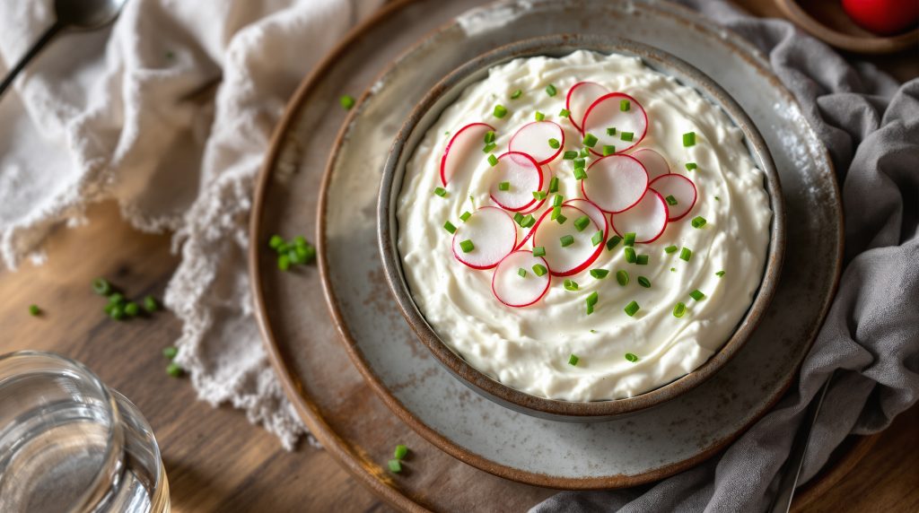 Herzhafter Quark-Dip mit Radieschen und Schnittlauch