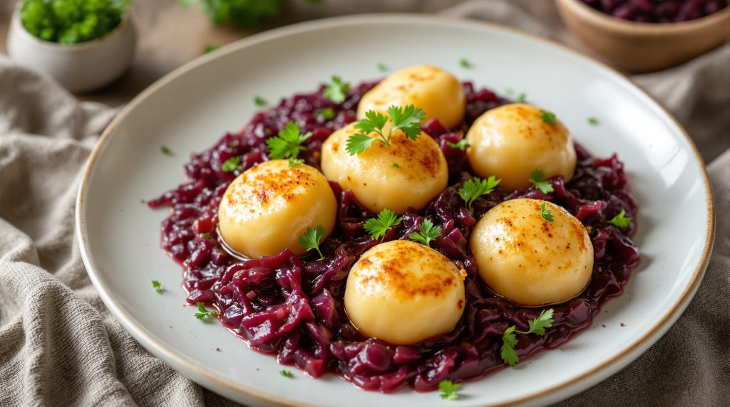 Kartoffelknödel mit Rotkohl