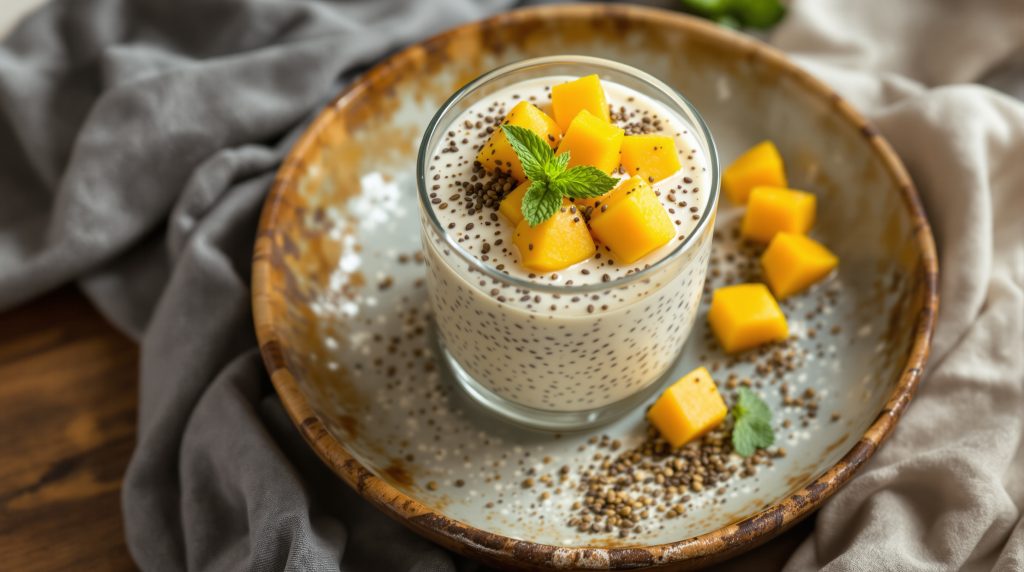 Kefir-Chia-Pudding mit Mango