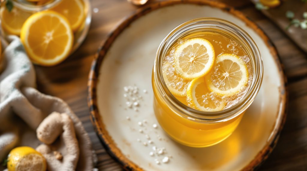 Kombucha mit Ingwer und Zitrone