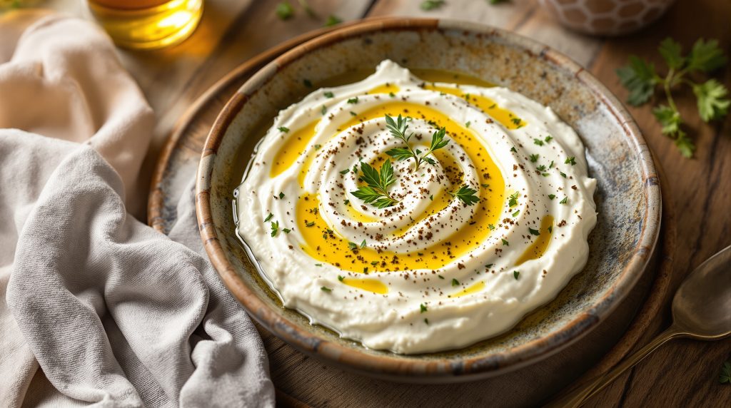 Labneh mit Olivenöl und Za'atar