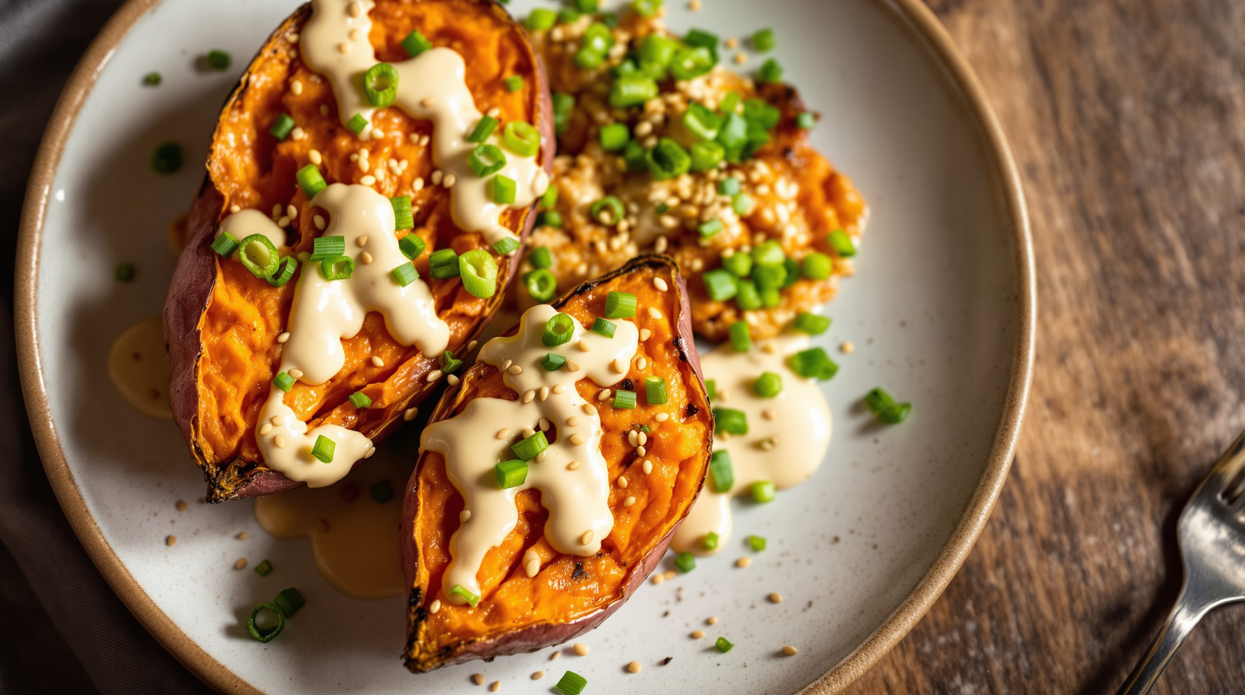 Miso-Dressierte Süßkartoffeln