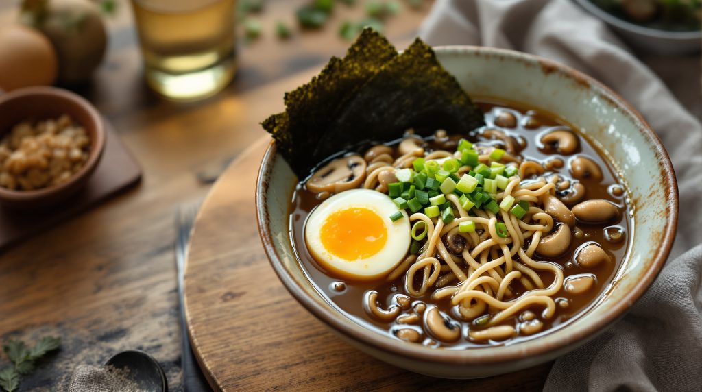 Miso-Ramen mit Shiitake und Ei