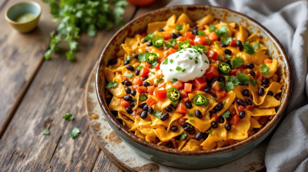 Nachos-Auflauf mit Bohnen