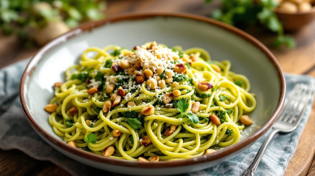 Nudeln mit Bärlauchpesto