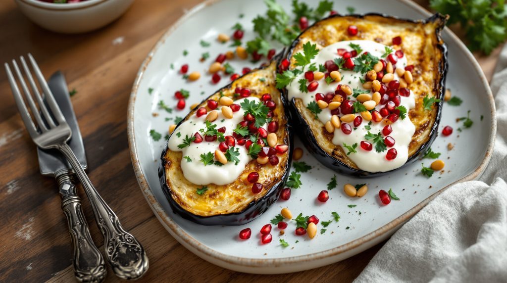 Ofen-Aubergine mit Tahini-Joghurt