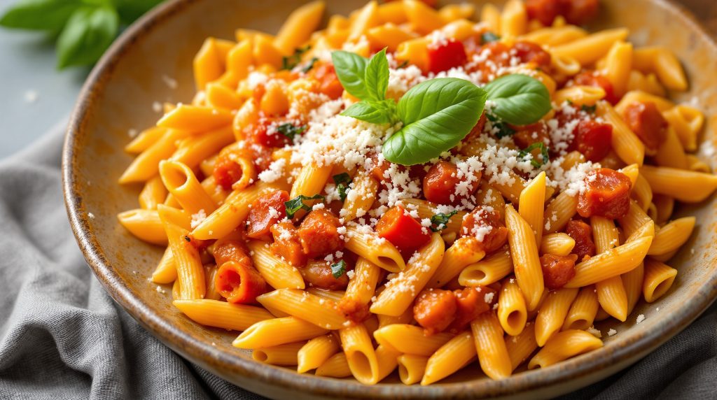 Penne mit Paprika-Sahne-Sauce