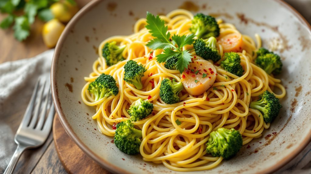 Spaghetti Aglio e Olio mit Brokkoli